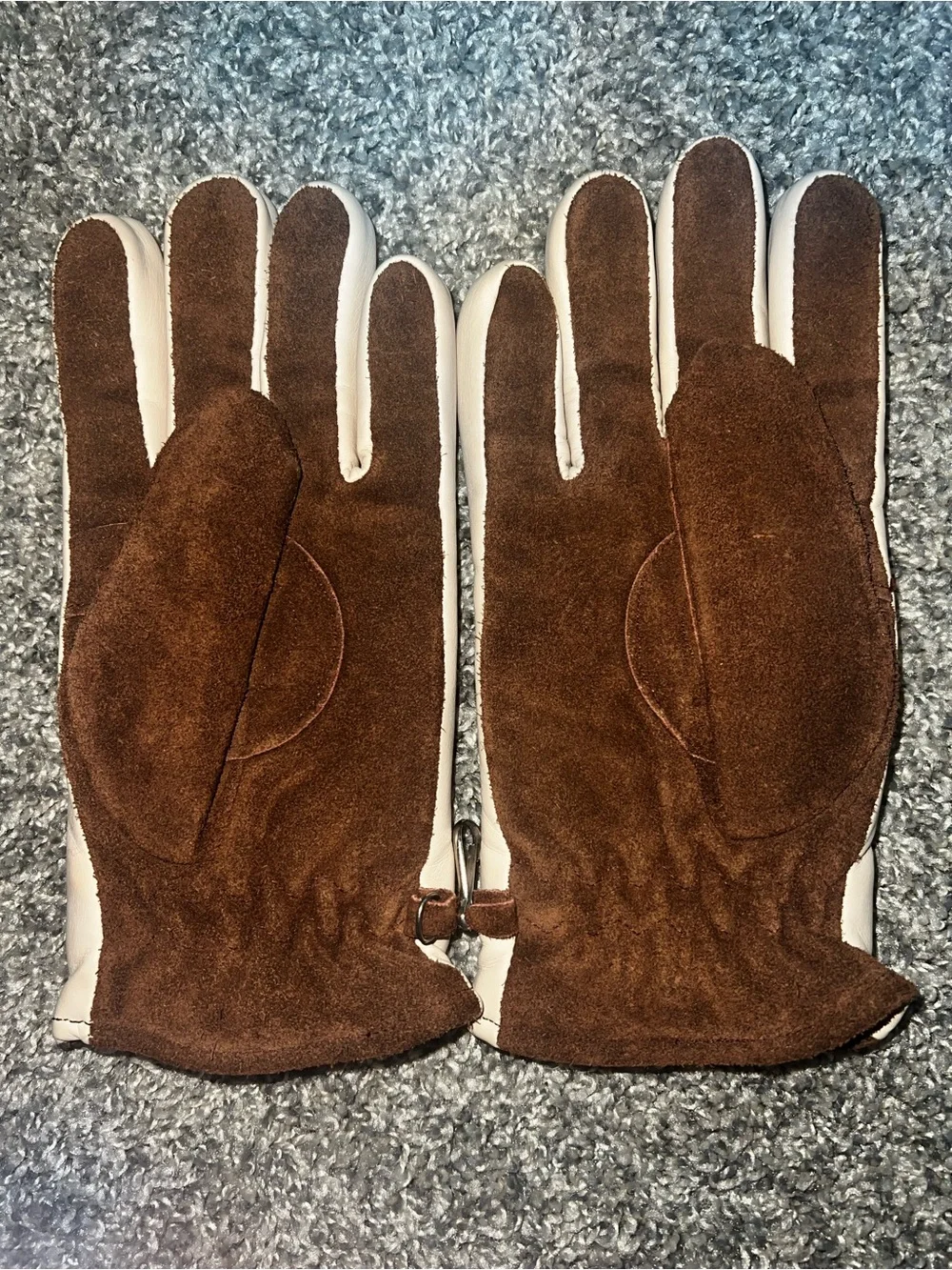 Women’s Brown and Cream Leather Suede insulated Driving Gloves